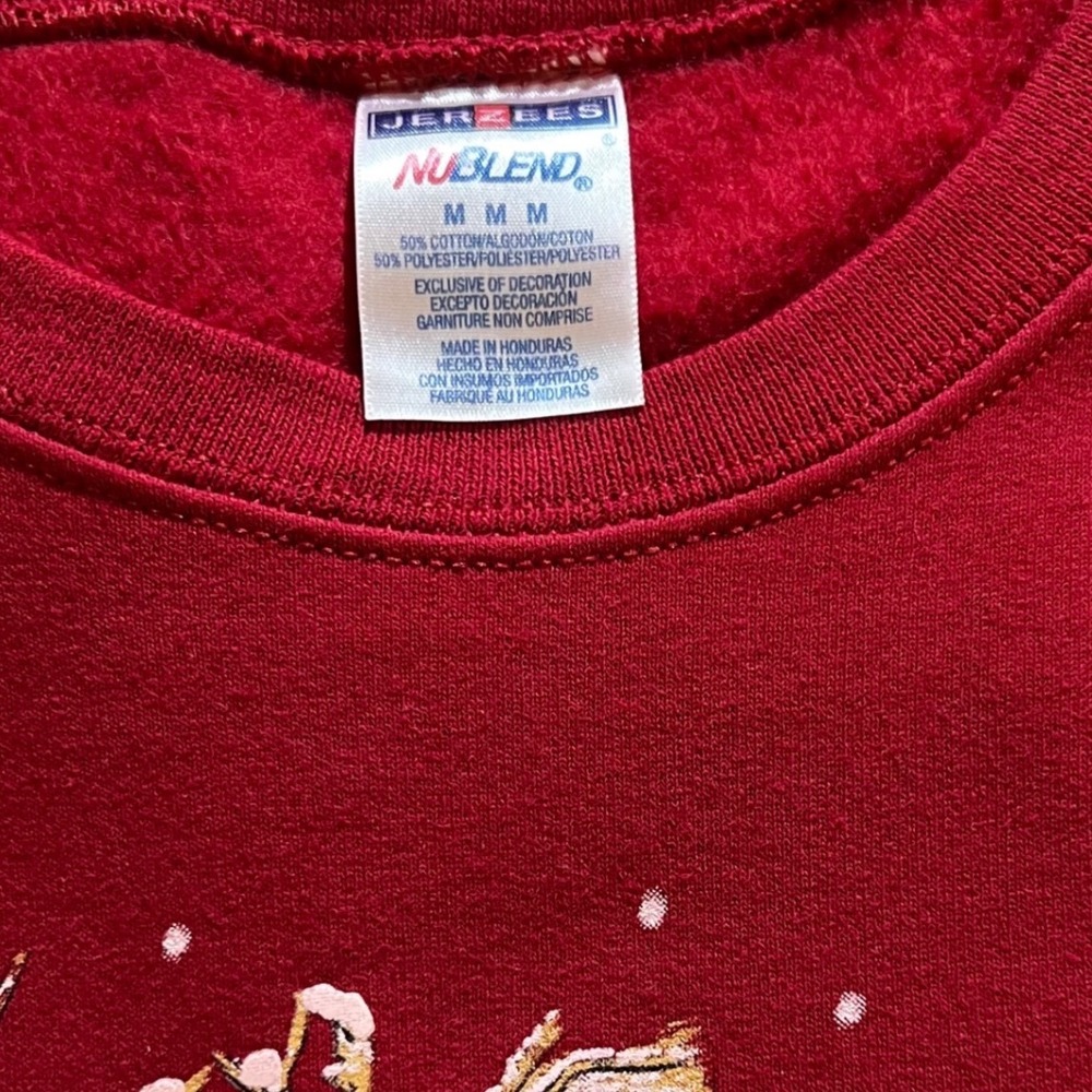 Jerzees NuBlend Red Cardinal Winter Snow Graphic Sweatshirt Women's Medium - Picture 8 of 8